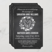 Chalkboard Seahorse Seashells Wedding Kaart (Voorkant / Achterkant)