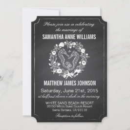 Chalkboard Seahorse Seashells Wedding Kaart