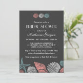 Chalkboard Seashells Invitation for Beach Wedding Kaart (Staand voorkant)