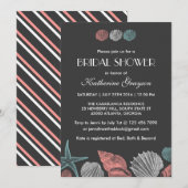 Chalkboard Seashells Invitation for Beach Wedding Kaart (Voorkant / Achterkant)