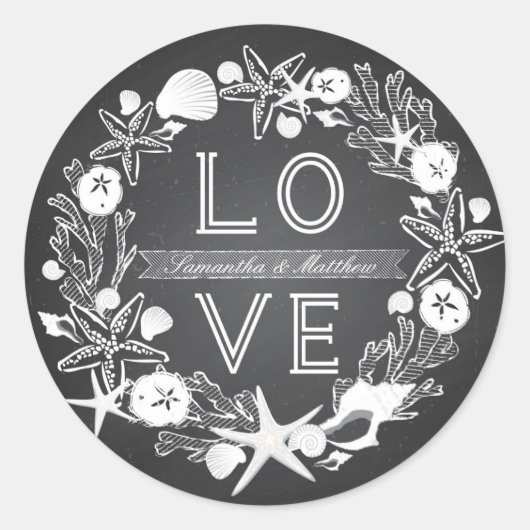 Chalkboard Seashells LOVE Sticker (Voorkant)