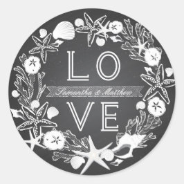Chalkboard Seashells LOVE Sticker