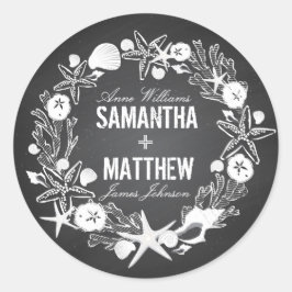 Chalkboard Seashells Wedding Gift Label