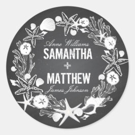 Chalkboard Seashells Wedding Gift Label