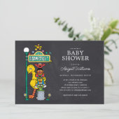 Chalkboard Sesame Street Sign Baby shower Kaart (Staand voorkant)