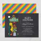 Chalkboard Sesame Street Sign Baby shower Kaart (Voorkant / Achterkant)