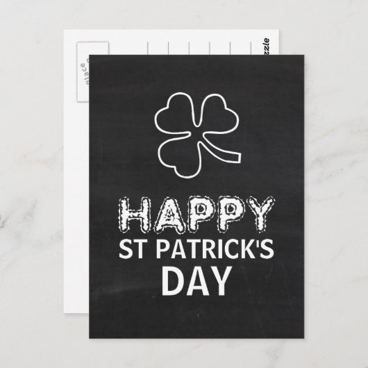 Chalkboard Shamrock, St Patrick's Day Briefkaart (Voorkant / Achterkant)