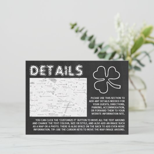 Chalkboard Shamrock, St Patrick's Day Detail Kaart (Staand voorkant)