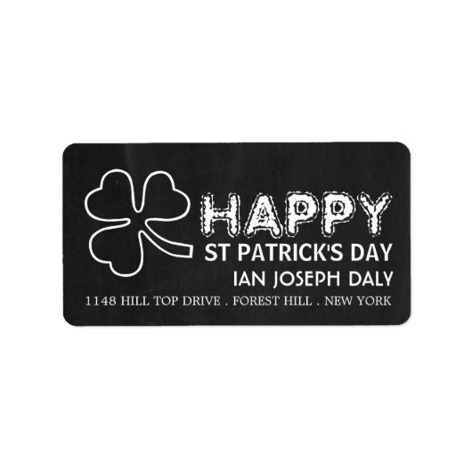 Chalkboard Shamrock, St Patrick's Day Etiket (Voorkant)