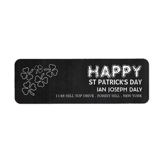 Chalkboard Shamrock, St Patrick's Day Etiket (Voorkant)