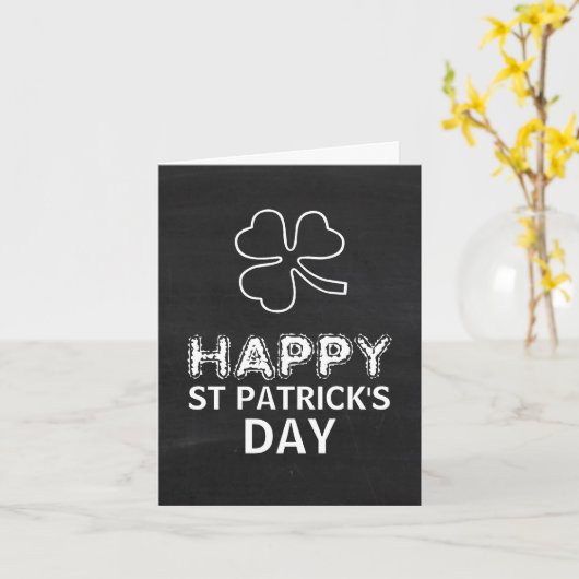Chalkboard Shamrock, St Patrick's Day Kaart (Gele Bloem)