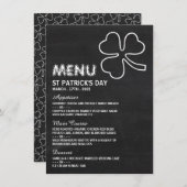 Chalkboard Shamrock, St Patrick's Day Menu Kaart (Voorkant / Achterkant)