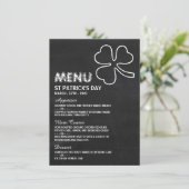 Chalkboard Shamrock, St Patrick's Day Menu Kaart (Staand voorkant)
