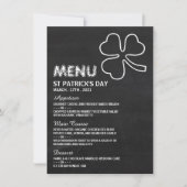 Chalkboard Shamrock, St Patrick's Day Menu Kaart (Voorkant)