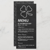 Chalkboard Shamrock, St Patrick's Day Menu Kaart (Voorkant / Achterkant)