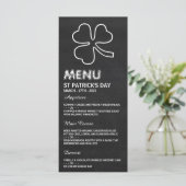 Chalkboard Shamrock, St Patrick's Day Menu Kaart (Staand voorkant)