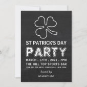 Chalkboard Shamrock, St Patrick's Day Party Kaart (Voorkant)
