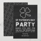 Chalkboard Shamrock, St Patrick's Day Party Kaart (Voorkant / Achterkant)