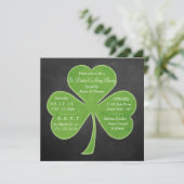 Chalkboard Shamrock St. Patrick's Day Party Kaart (Staand voorkant)