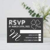 Chalkboard Shamrock, St Patrick's Day Party RSVP (Staand voorkant)
