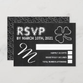 Chalkboard Shamrock, St Patrick's Day Party RSVP (Voorkant / Achterkant)