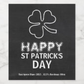 Chalkboard Shamrock, St Patrick's Day Party Wijn Etiket (Enkel label)