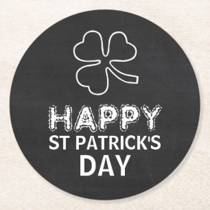Chalkboard Shamrock, St Patrick's Day Ronde Kartonnen Onderzetter
