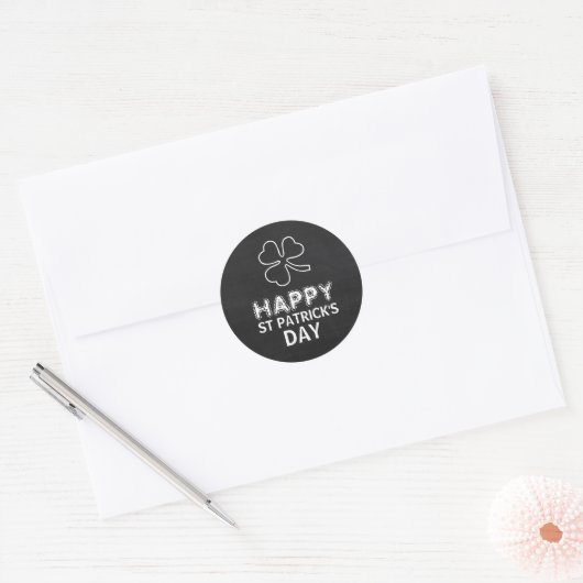 Chalkboard Shamrock, St Patrick's Day Ronde Sticker (Envelop)