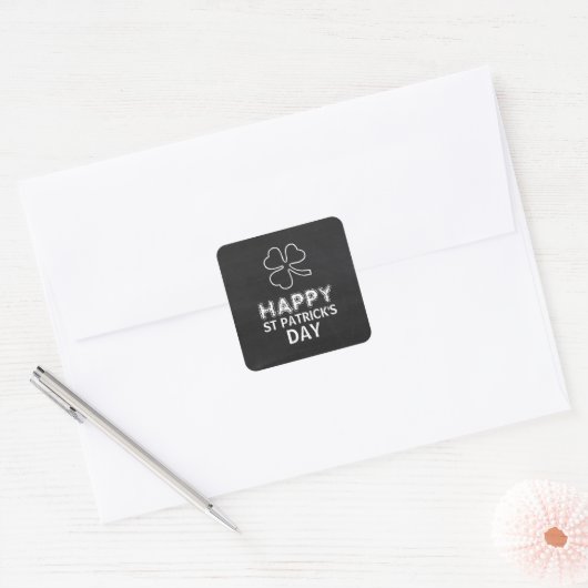 Chalkboard Shamrock, St Patrick's Day Vierkante Sticker (Envelop)
