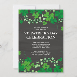 Chalkboard Shamrock St. Patrick's Party Invitation Kaart