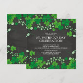 Chalkboard Shamrock St. Patrick's Party Invitation Kaart (Voorkant / Achterkant)