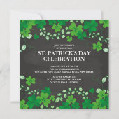 Chalkboard Shamrock St. Patrick's Party Invitation Kaart (Voorkant)