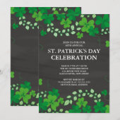 Chalkboard Shamrock St. Patrick's Party Uitnodigin Kaart (Voorkant / Achterkant)