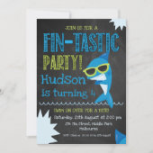 chalkboard Shark Birthday-uitnodiging Kaart (Voorkant)