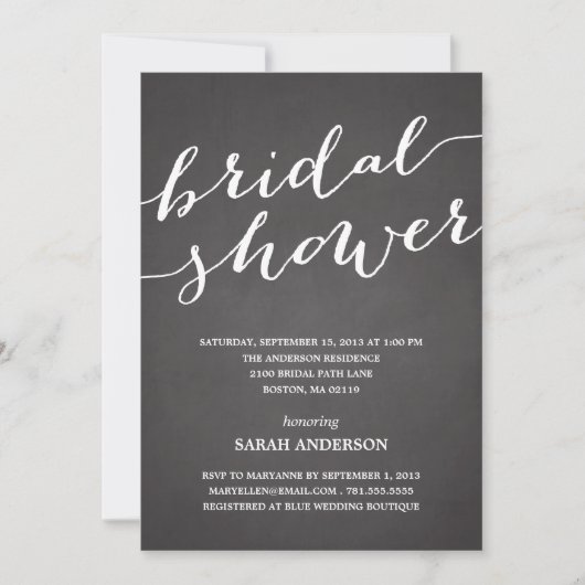 CHALKBOARD SHOWER | BRIDAL SHOWER INVITATION KAART (Voorkant)