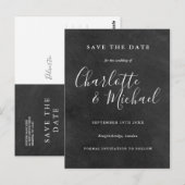 Chalkboard Signature Wedding Save the Date Kaart (Voorkant / Achterkant)