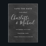 Chalkboard Signature Wedding Save the Date Kaart<br><div class="desc">Ontworpen om te coördineren met ons Signature bruiloft collectie. Met kenmerkende stijlnamen kan dit elegante krijtbord de datumkaart opslaan met uw speciale trouwdaginformatie in chique witte belettering. Ontworpen door Thisnotme©</div>