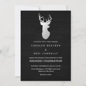 Chalkboard  Silver Antler Wedding Kaart (Voorkant)