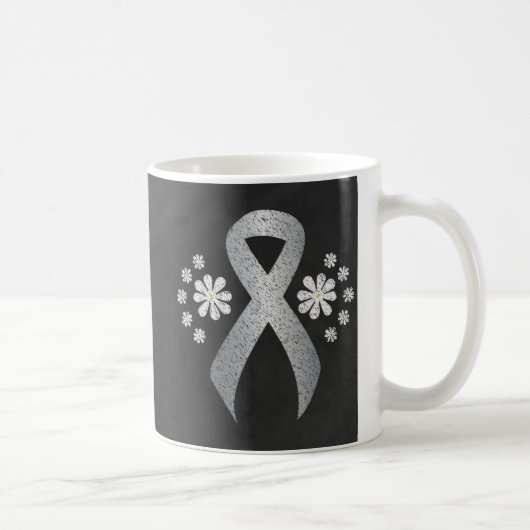Chalkboard Silver Awareness Ribbon Koffiemok (Rechts)