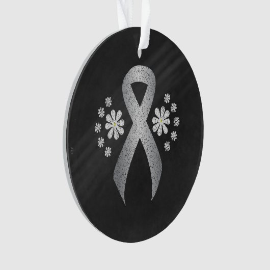 Chalkboard Silver Awareness Ribbon Ornament (voorkant)