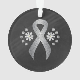 Chalkboard Silver Awareness Ribbon Ornament