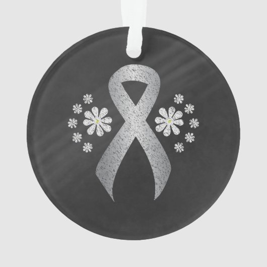 Chalkboard Silver Awareness Ribbon Ornament (achterkant)