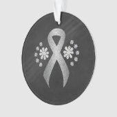 Chalkboard Silver Awareness Ribbon Ornament (voorkant)