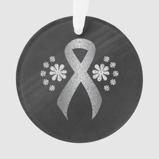 Chalkboard Silver Awareness Ribbon Ornament (voorkant)