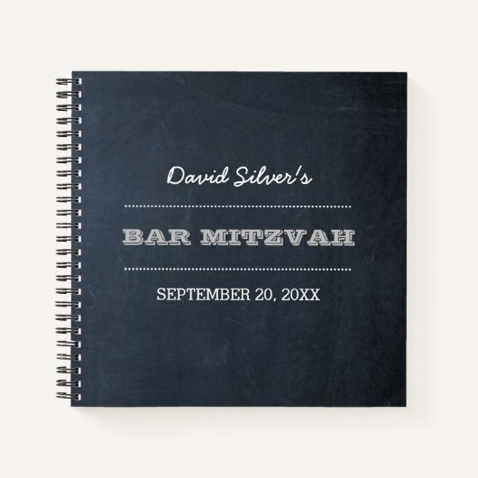 Chalkboard Silver Bar Mitzvah Gastenboek Notitiebo Notitieboek (Voorkant)