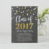 Chalkboard Silver Gold Confetti Graduation Party Kaart (Staand voorkant)