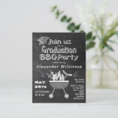Chalkboard Simple Afstuderen BBQ Party Invitation Briefkaart (Staand voorkant)