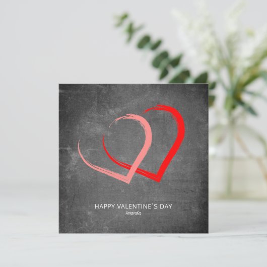 Chalkboard Simple Hearts Modern Valentine's day Feestdagenkaart (Staand voorkant)