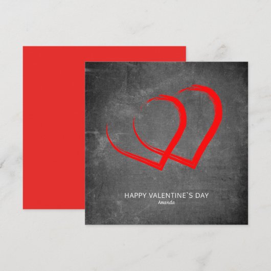 Chalkboard Simple Hearts Valentine's Day Modern Feestdagenkaart (Voorkant / Achterkant)