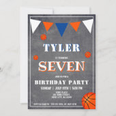 Chalkboard Sinaasappel Basketbal Verjaardag Kaart (Voorkant)